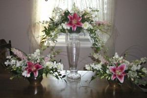 pink lily arrangements          